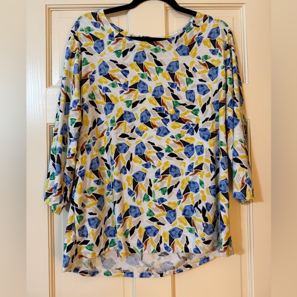Women’s JM Collection Colorful Geometric Top 0X - Picture 1 of 4